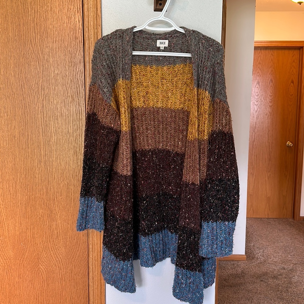 Multi colored striped cardigan